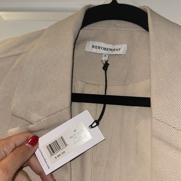 NWT WeWoreWhat Oversized Relaxed Tweed Blazer in Crème Brûlée size M - Picture 4 of 10